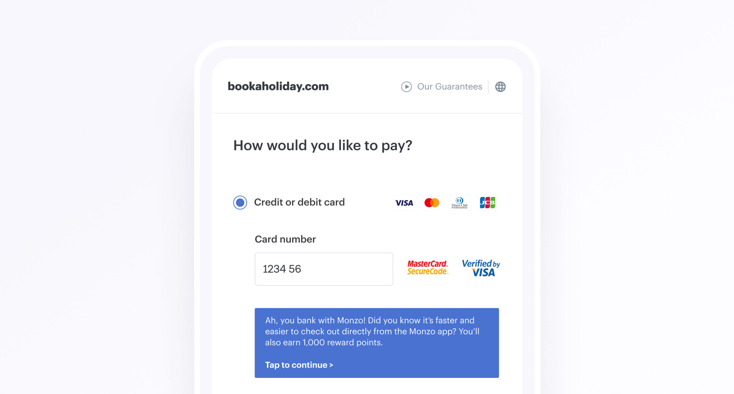A pop up asks the shopper to consider 'converting' their card payment into an open banking payment